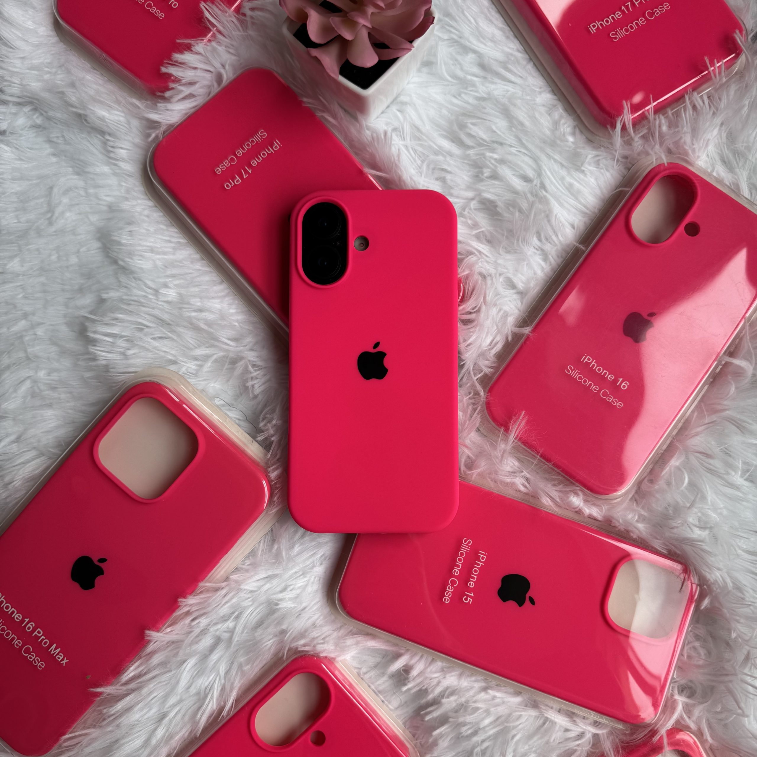 funda fucsia con logo apple