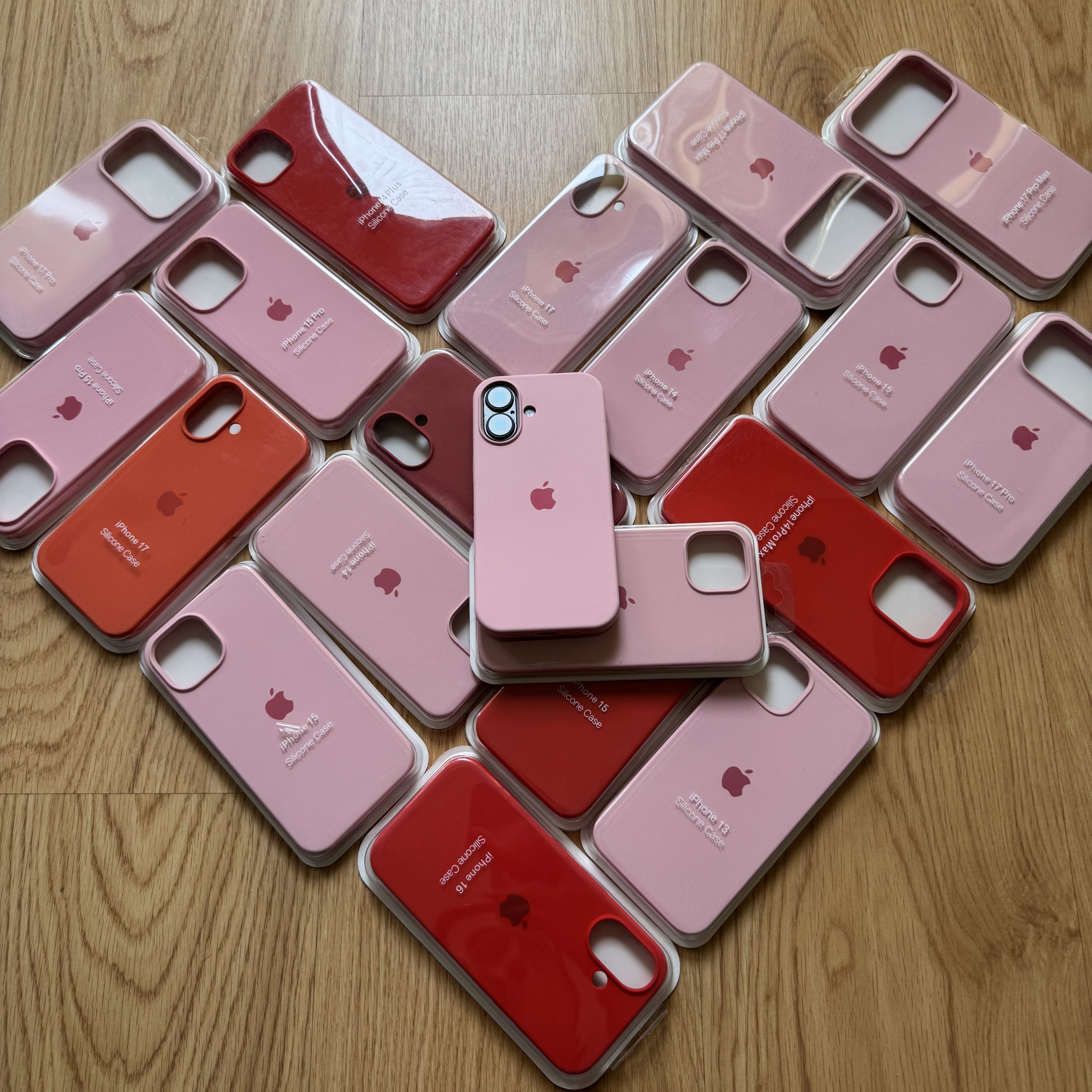 funda rosa con logo apple silicona