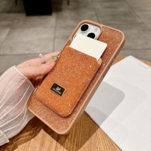 funda iphone swarovski magsafe marron cartera