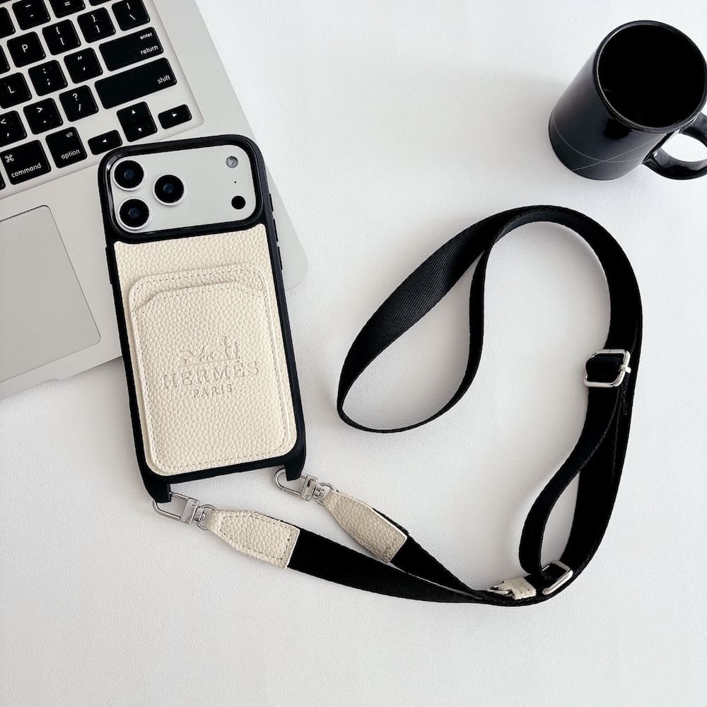 funda hermes colgante iphone 17 pro max blanco