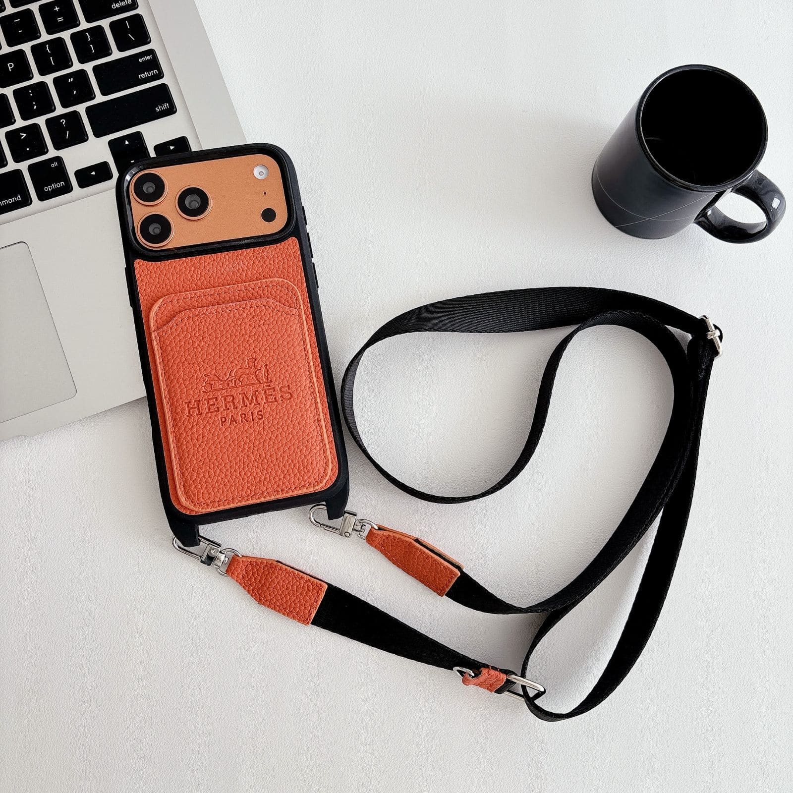 funda hermes colgante iphone 17 pro max naranja